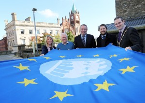 Mayor Cllr Martin Reilly and Eamon Deane of Holywell Trust at the launch of the heritage summit. Photo Lorcan Doherty Photograph