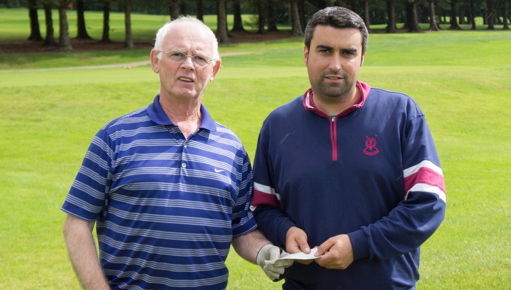 Noel O’Connell presenting a sponsorship cheque to Conor McLaughlin on behalf of the Thursday Society at City of Derry Golf Club.